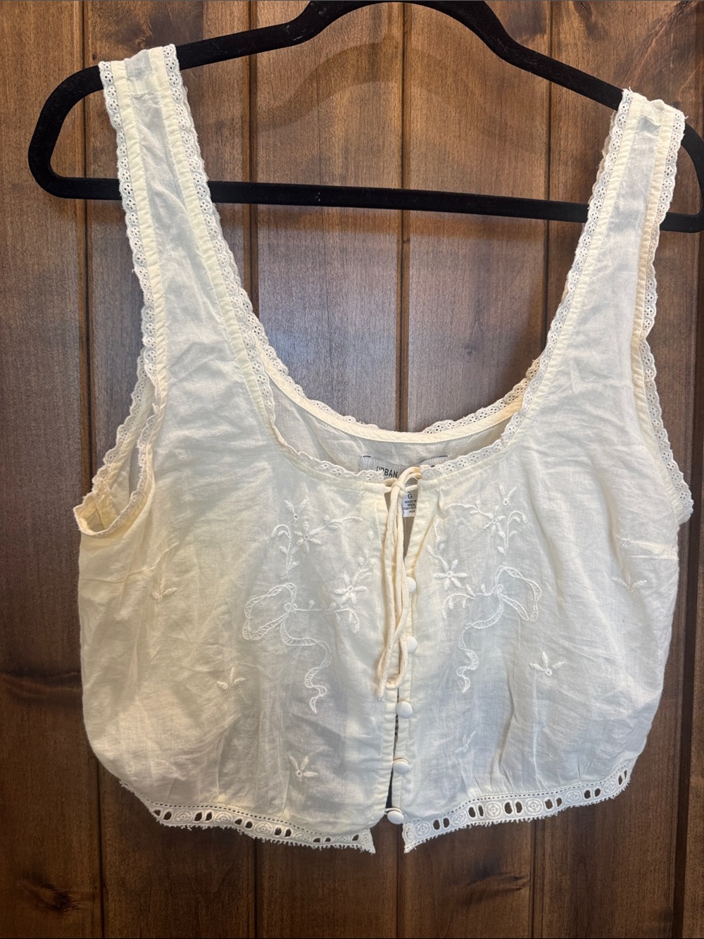 Urban Outfitters Women’s Lace-Trim Embroidered Tank Top
